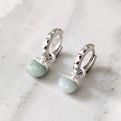 silver aquamarine March birthstone earrings