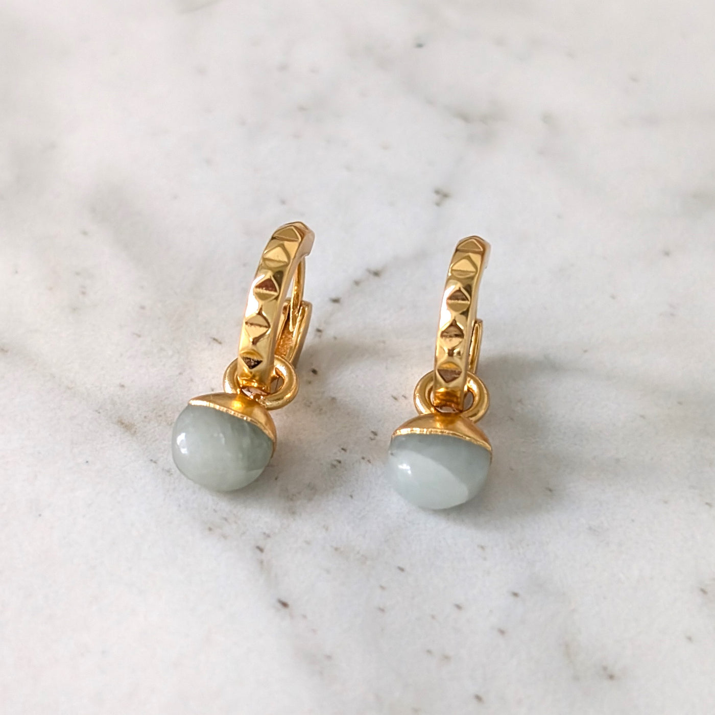 gold aquamarine March birthstone earrings