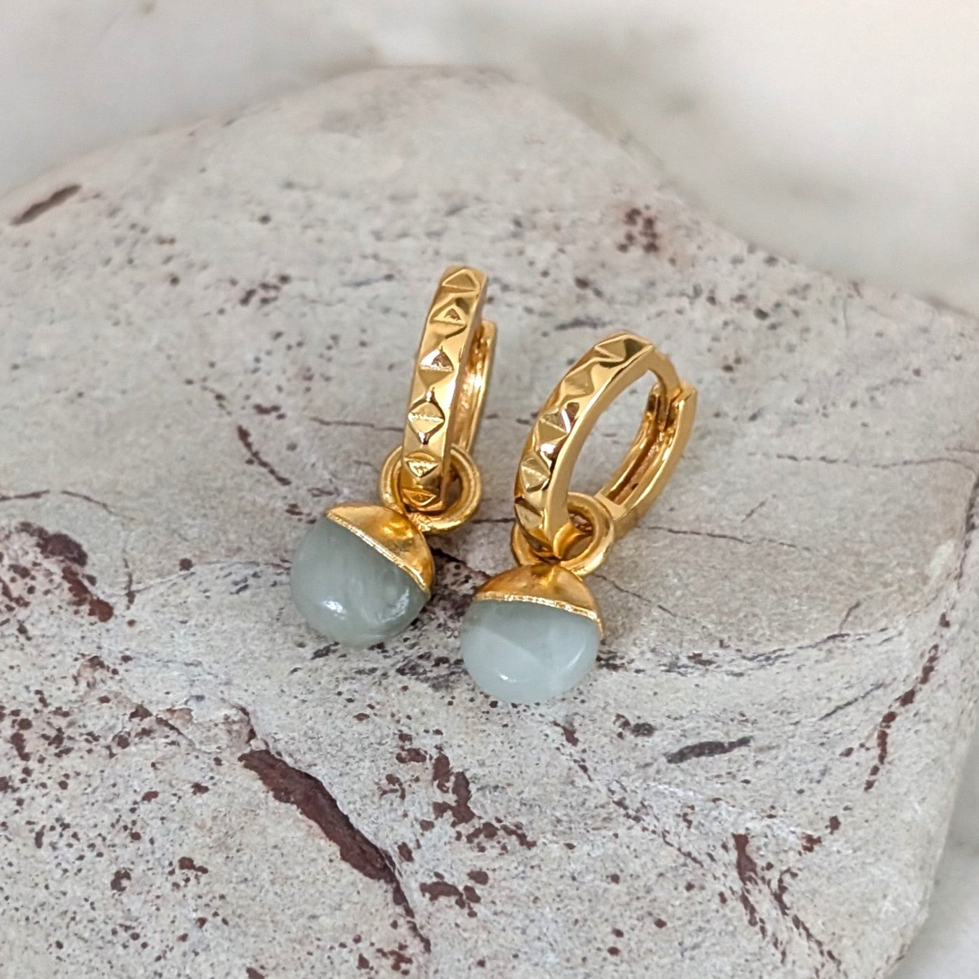 gold aquamarine March birthstone earrings