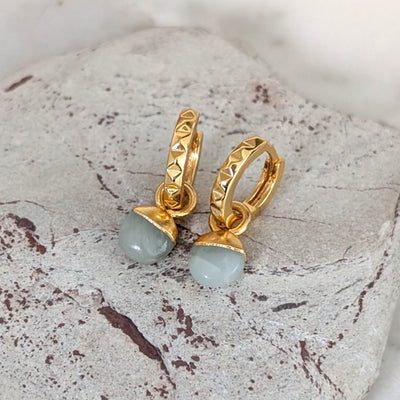 gold aquamarine March birthstone earrings