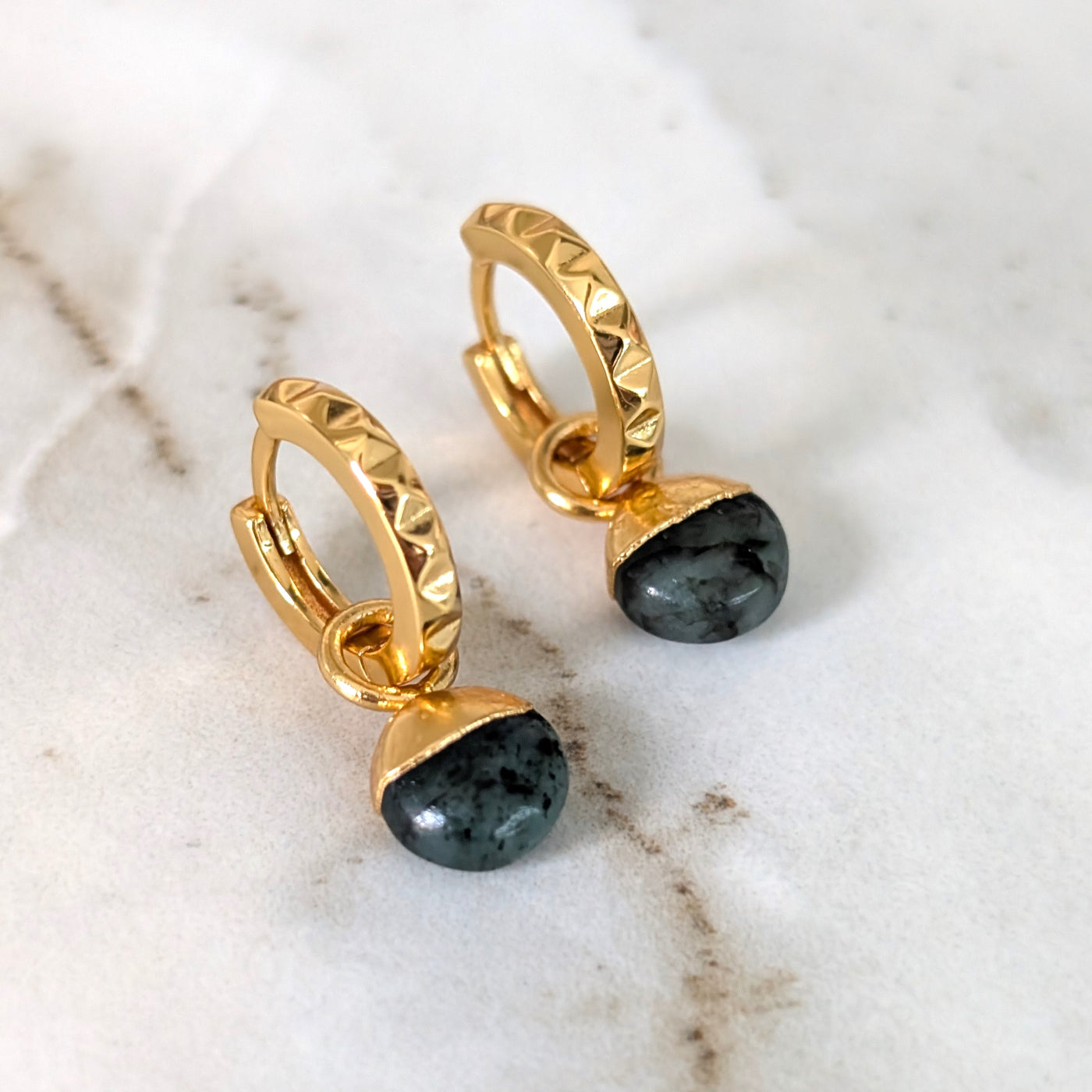 gold emerald May birthstone earrings