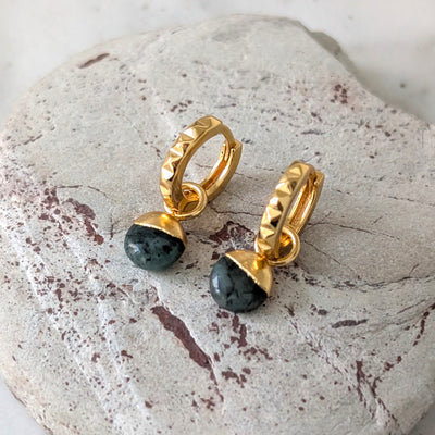 gold emerald May birthstone earrings