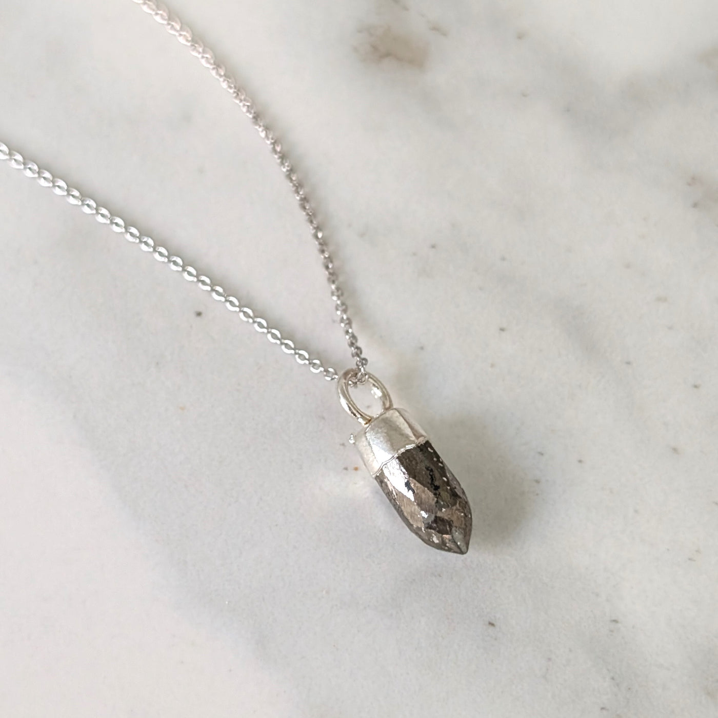 The En Pointe Pyrite Gemstone Necklace - Sterling Silver