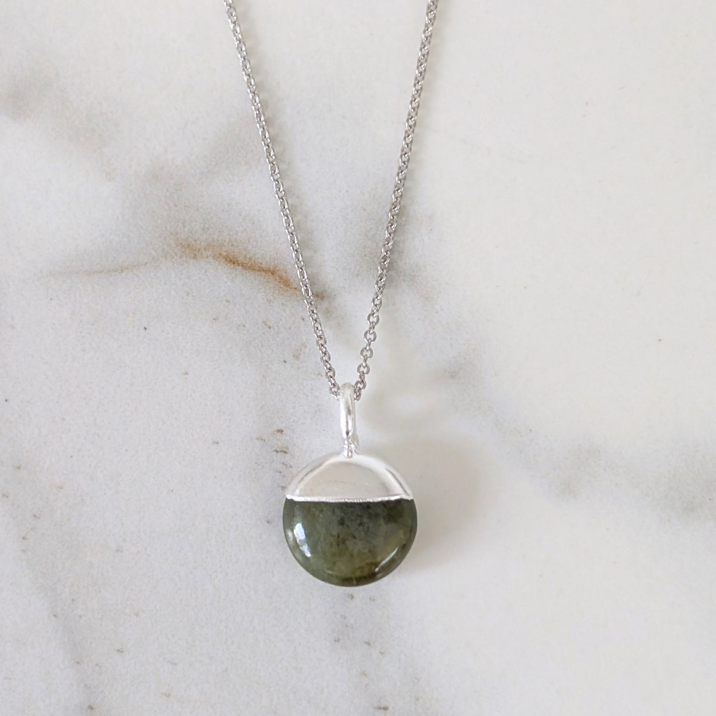 silver peridot August birthstone pendant necklace 