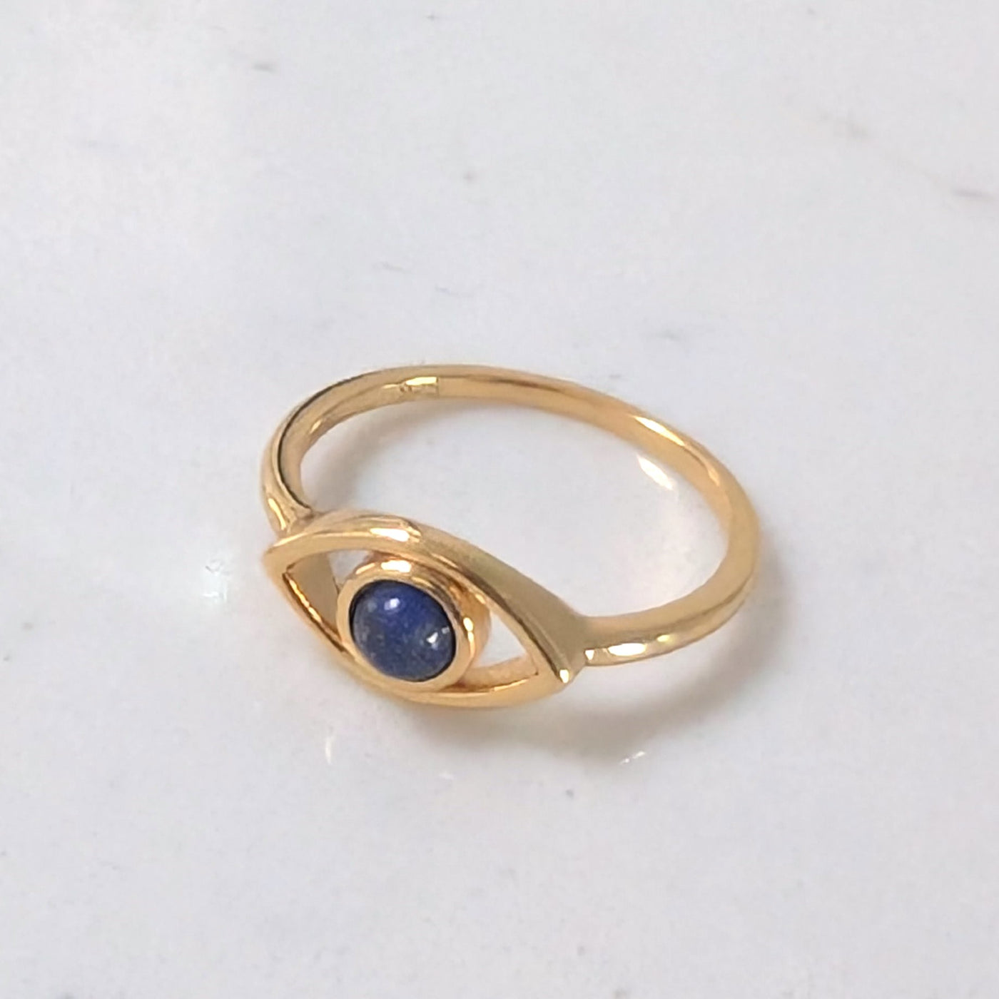 gold vermeil and lapis lazuli evil eye ring