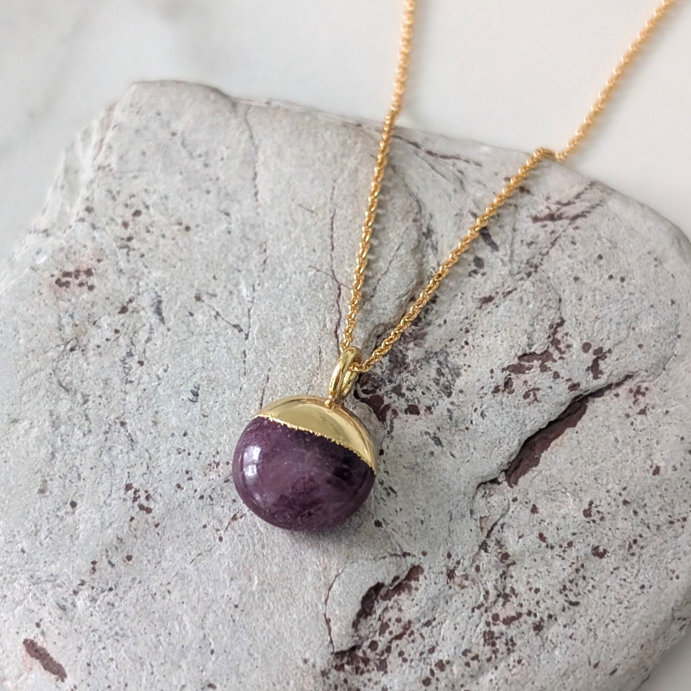 18ct gold plated ruby July birthstone necklace 