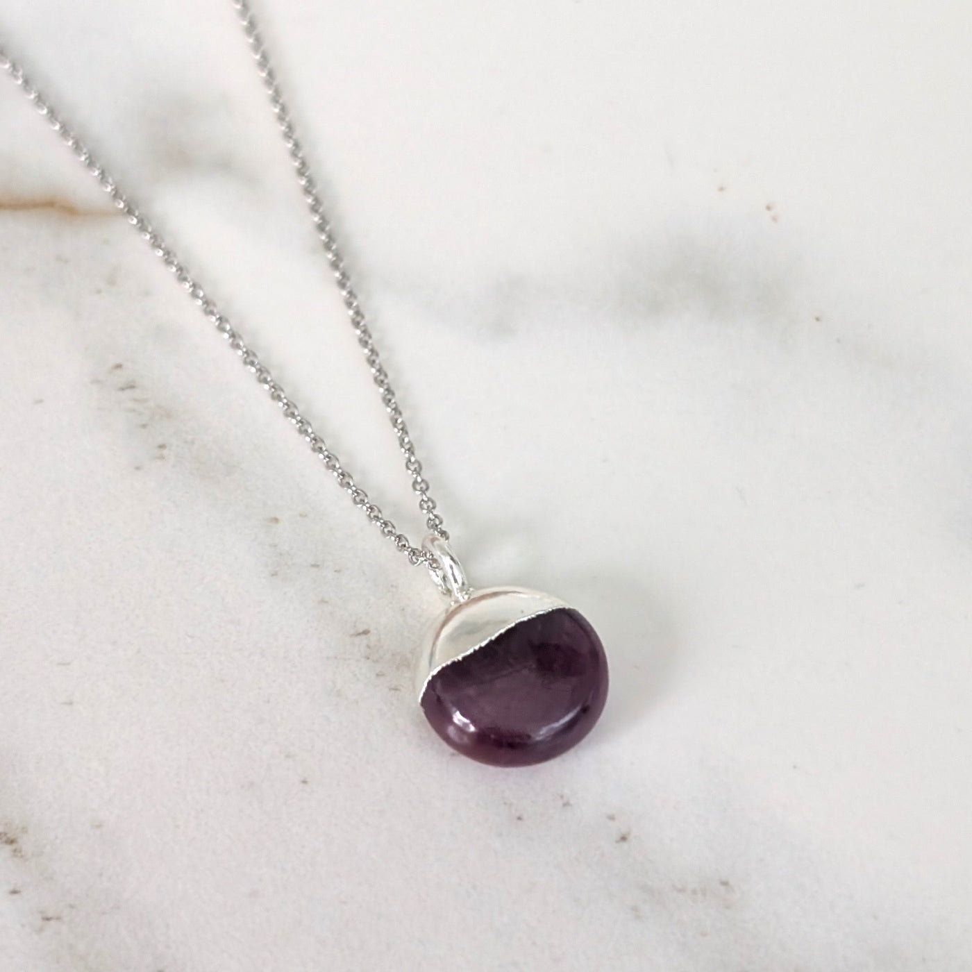 sterling silver ruby july birthstone necklace 