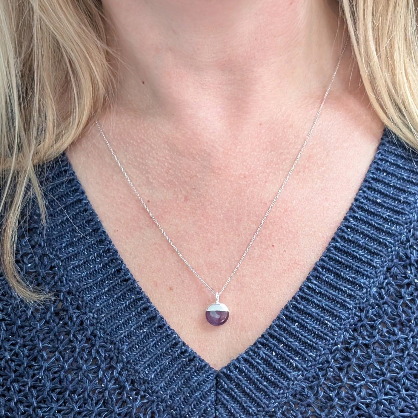 sterling silver amethyst February birthstone necklace 