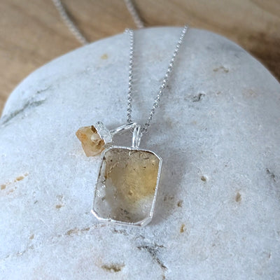 citrine silver pendant necklace