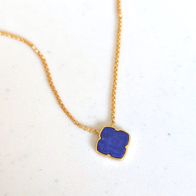 gold lapis lazuli clover necklace