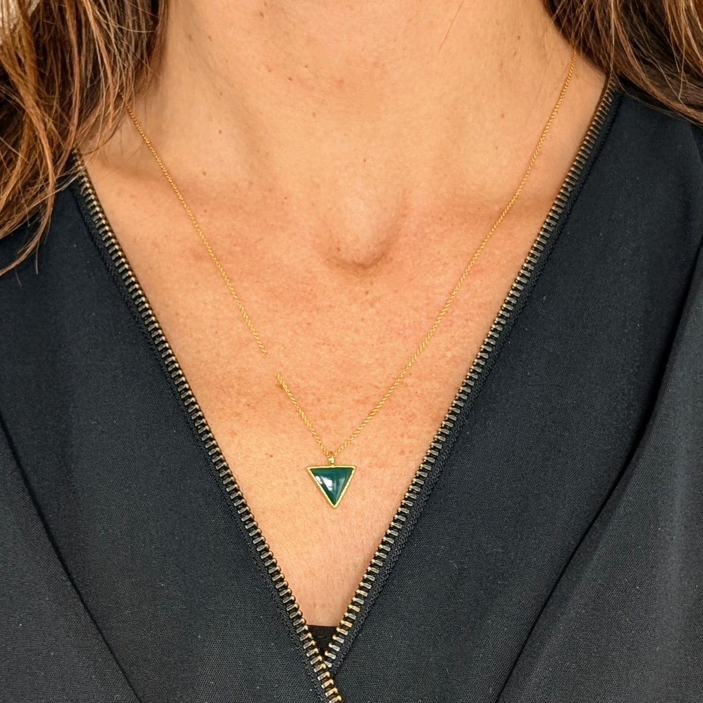 The Triangle Green Onyx Gemstone Necklace