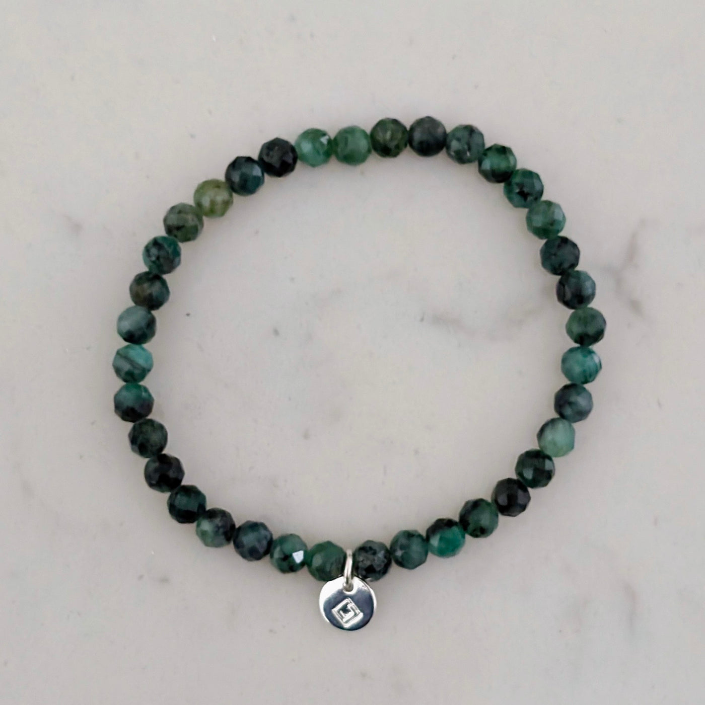 Emerald Children's Gemstone Bracelet - 4mm Faceted