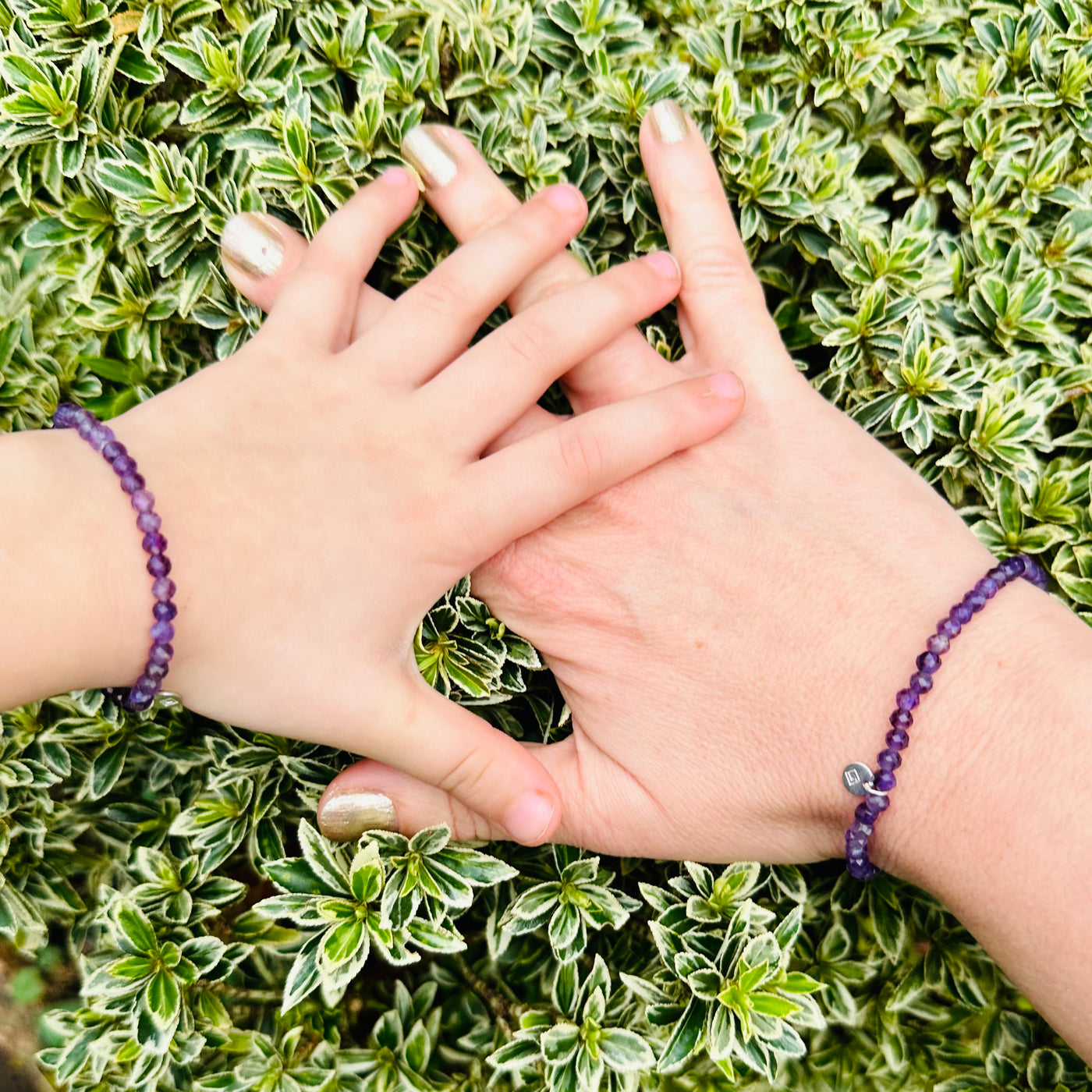 Amethyst "Mummy & Me" Gemstone Bracelet Set