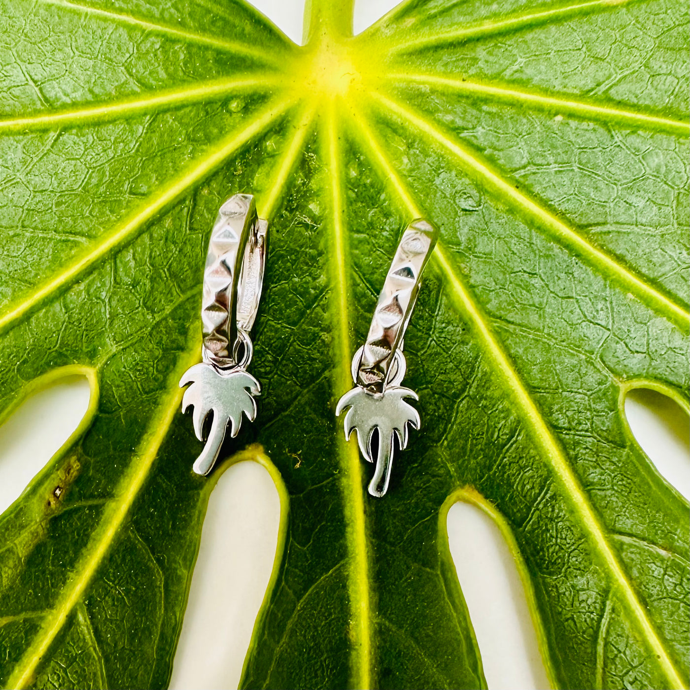 palm tree silver earrings