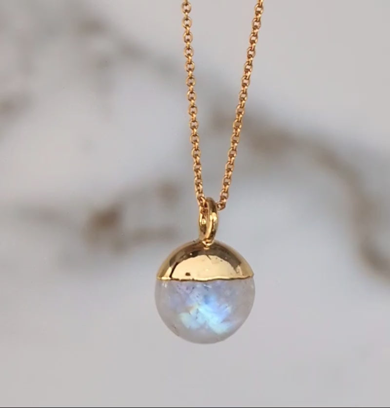 gold moonstone June birthstone pendant necklace