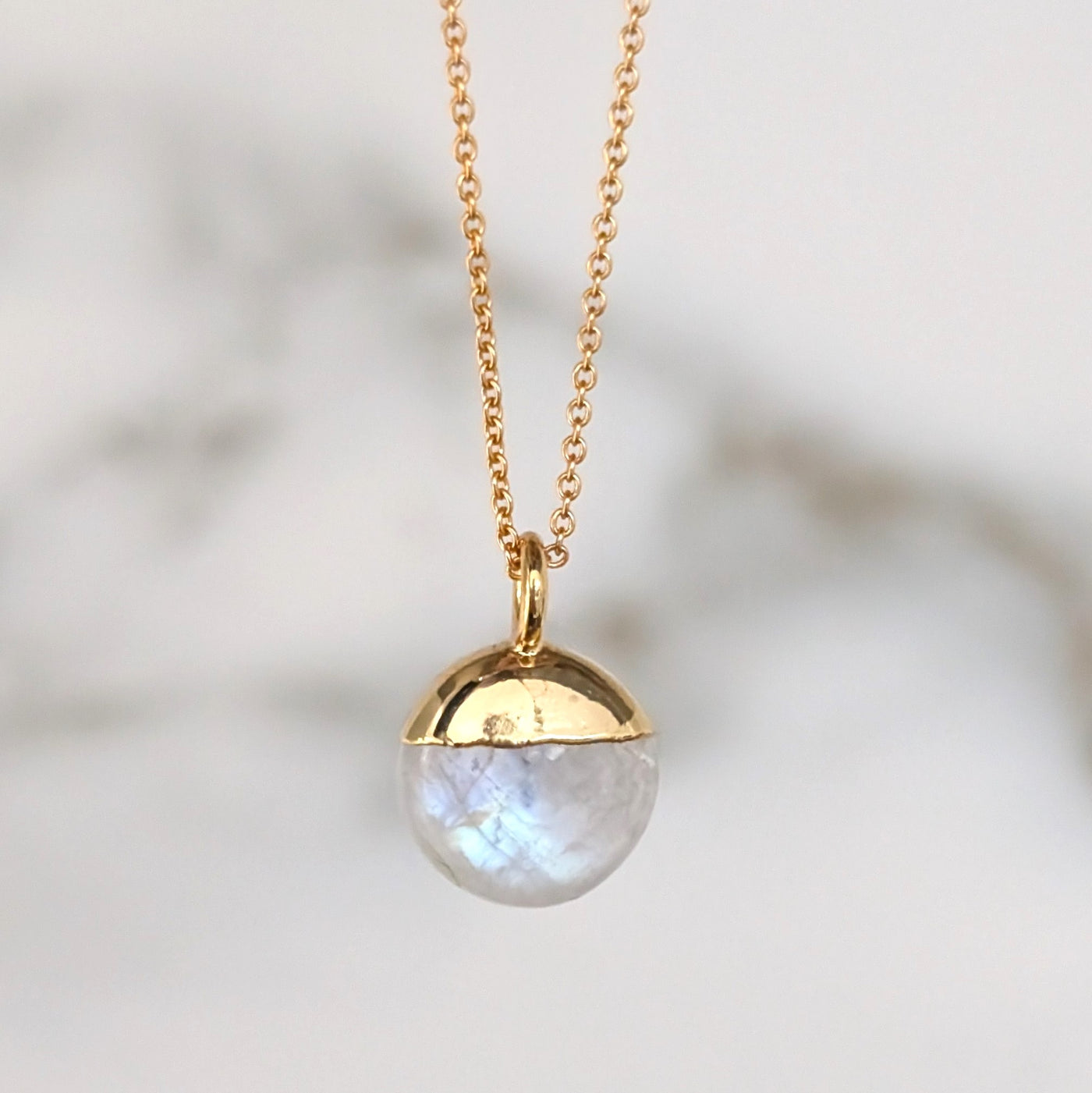 gold moonstone June birthstone pendant necklace