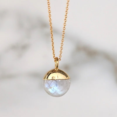 gold moonstone June birthstone pendant necklace