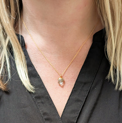 gold herkimer diamond pendant necklace 