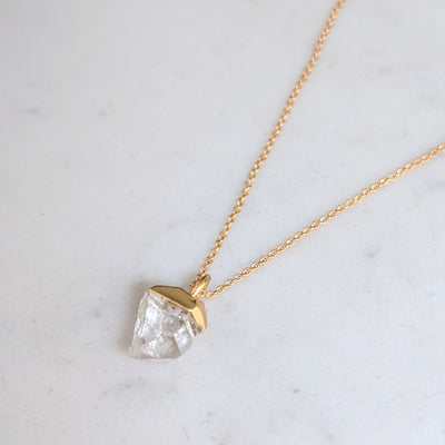 gold herkimer diamond pendant necklace 